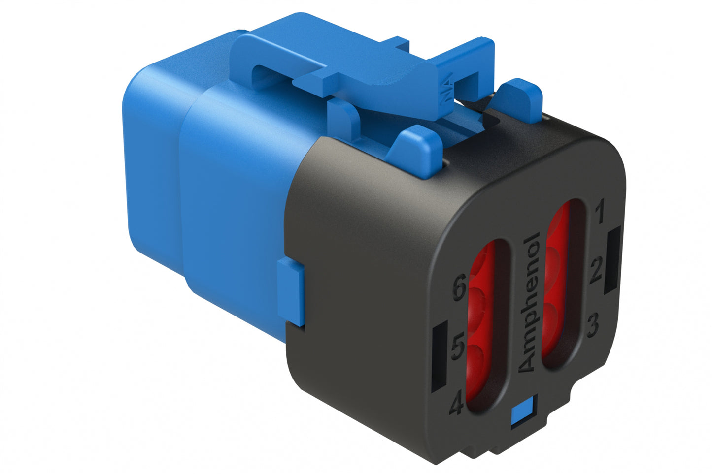 ATM06-6S-SF01BLU 6 Position Plug, Socket, Snap-Fit End Cap, Blue