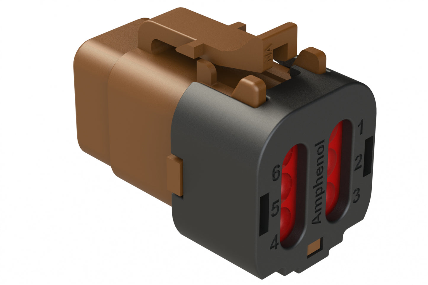 ATM06-6S-SF01BRN 6 Position Plug, Socket, Snap-Fit End Cap, Brown