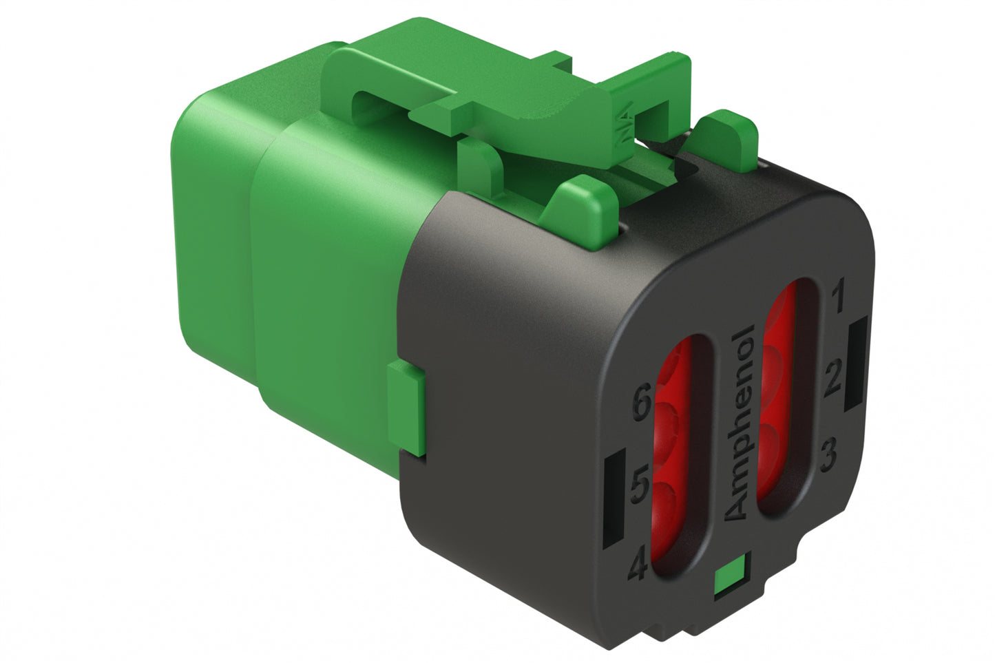 ATM06-6S-SF01GRN 6 Position Plug, Socket, Snap-Fit End Cap, Green