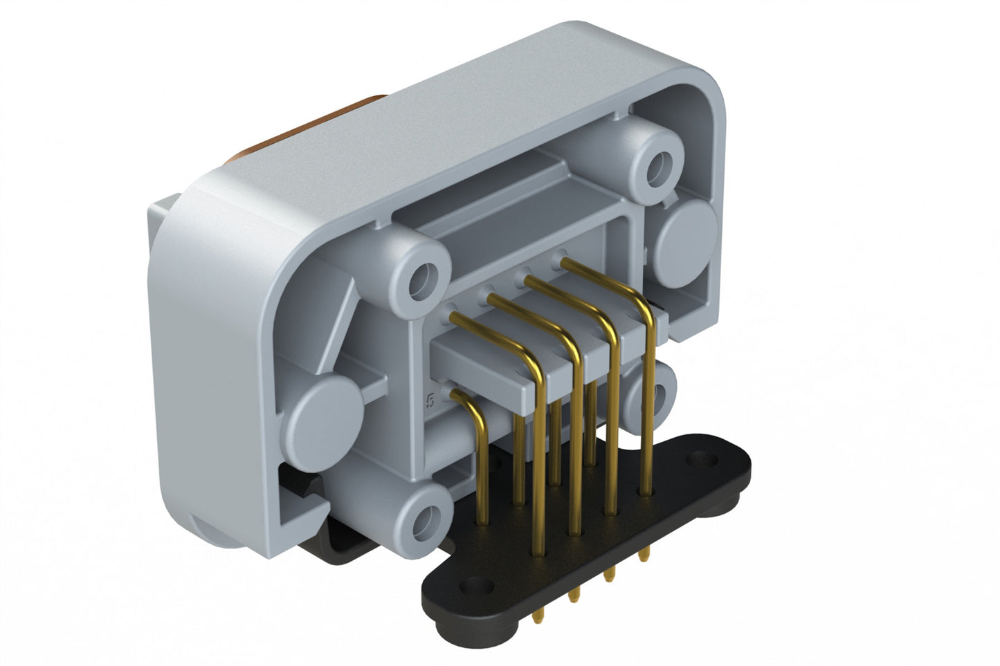ATM13-08PD-BM01 8 Position Right Angle Flange Mount PCB Receptacle, Grey, Gold Plated Contacts Included. Keyed D