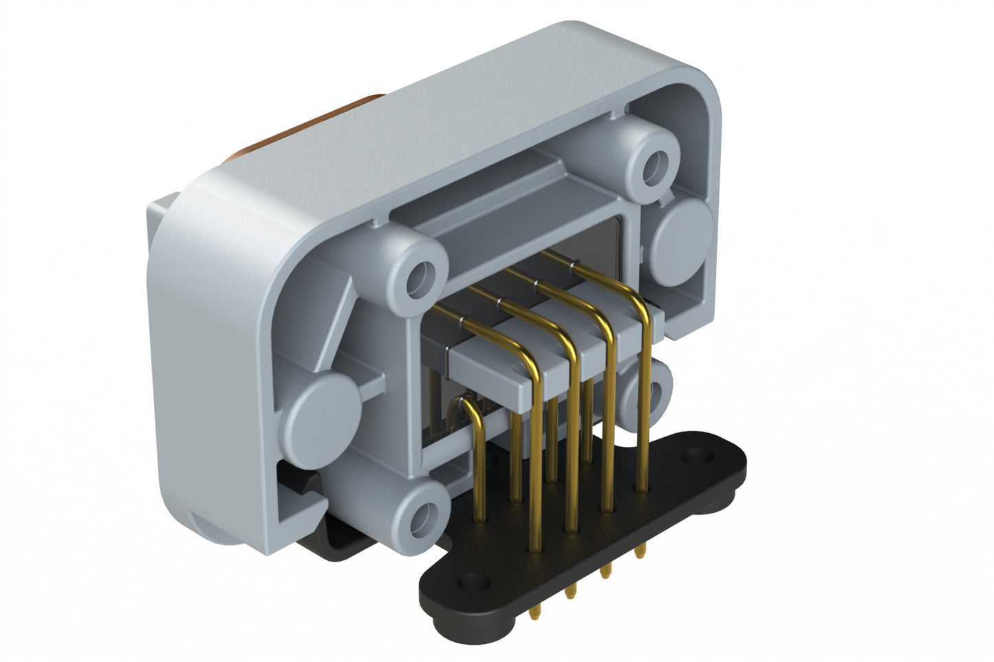 ATM13-08PD-BM02 8 Position Right Angle Flange Mount PCB Receptacle, Potted, Grey, Gold Plated Contacts Included. Keyed D