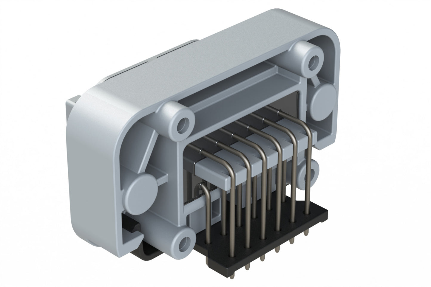 ATM13-12PA-BM04 12 Position Right Angle Flange Mount PCB Receptacle, Potted, Grey, Tin Plated Contacts Included. Keyed A