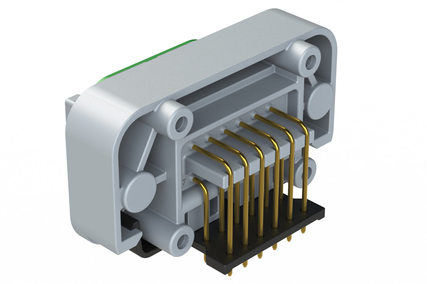 ATM13-12PC-BM01 12 Position Right Angle Flange Mount PCB Receptacle, Grey, Gold Plated Contacts Included. Keyed C. DTM13-12PC-G003
