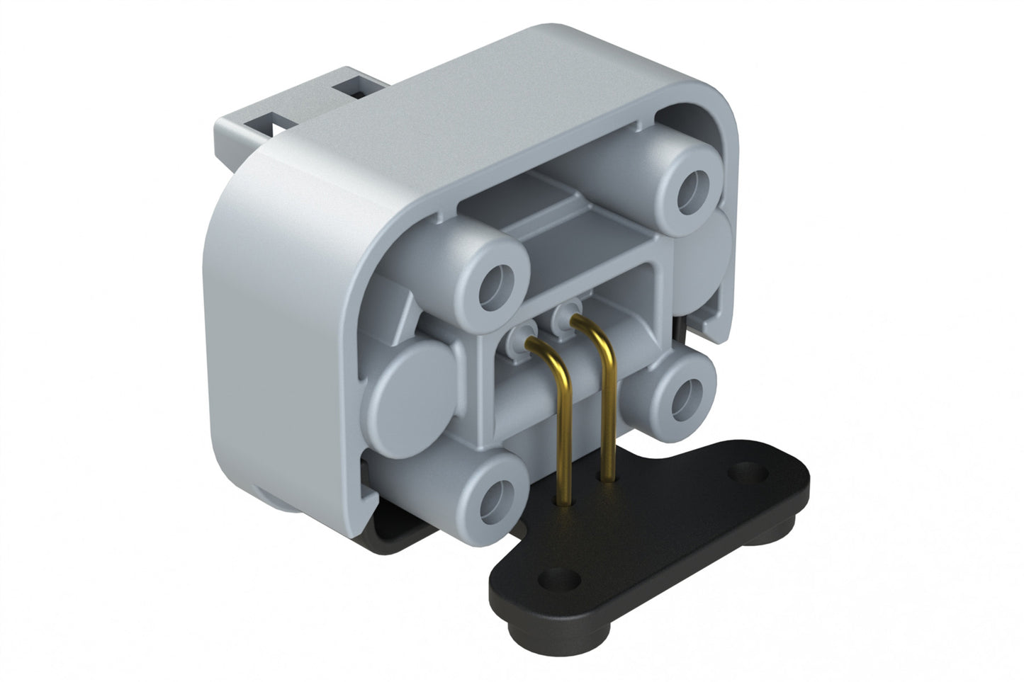 ATM13-2P-BM01 2 Position Right Angle Flange Mount PCB Receptacle, Grey, Gold Plated Contacts Included