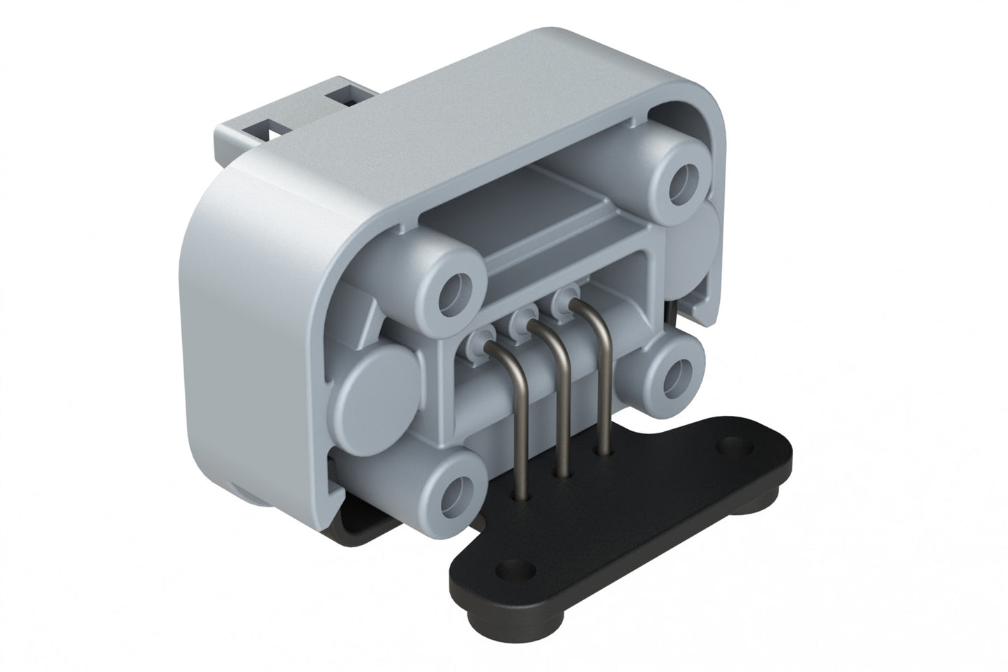 ATM13-3P-BM03 3 Position Right Angle Flange Mount PCB Receptacle, Grey, Tin Plated Contacts Included