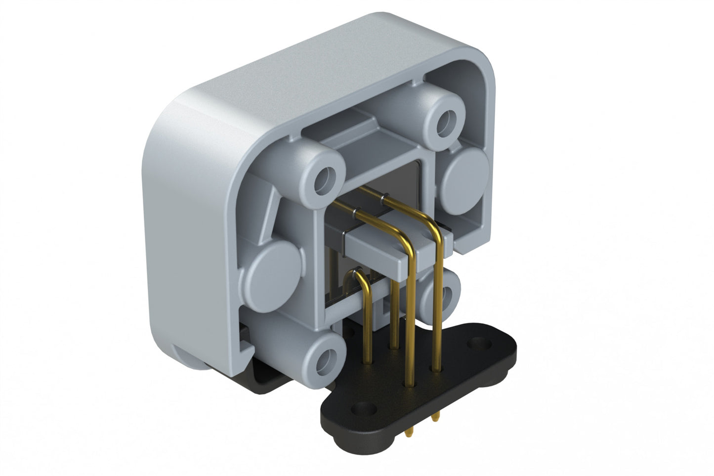 ATM13-4P-BM02 4 Position Right Angle Flange Mount PCB Receptacle, Potted, Grey, Gold Plated Contacts Included