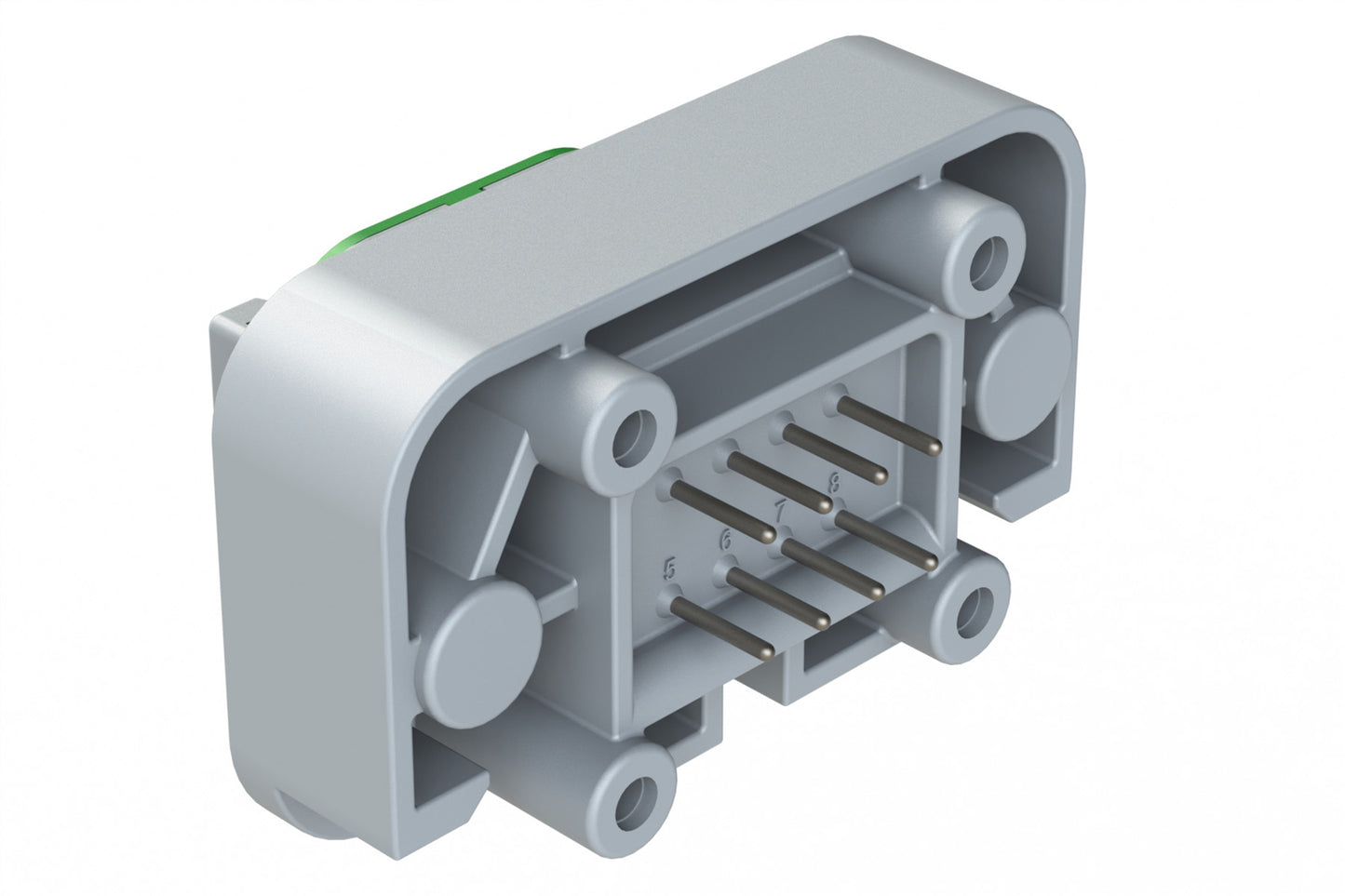 ATM15-08PC-BM03 8 Position Flange Mount PCB Receptacle, Grey, Tin Plated Contacts Included. Keyed C