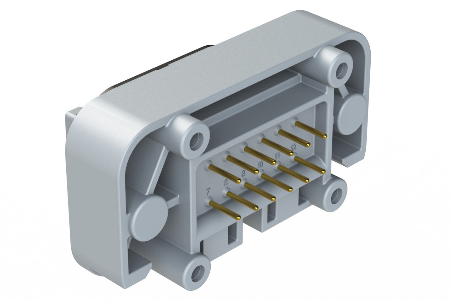 ATM15-12PB-BM01 12 Position Flange Mount PCB Receptacle, Grey, Gold Plated Contacts Included. Keyed B. DTM15-12PB-G003