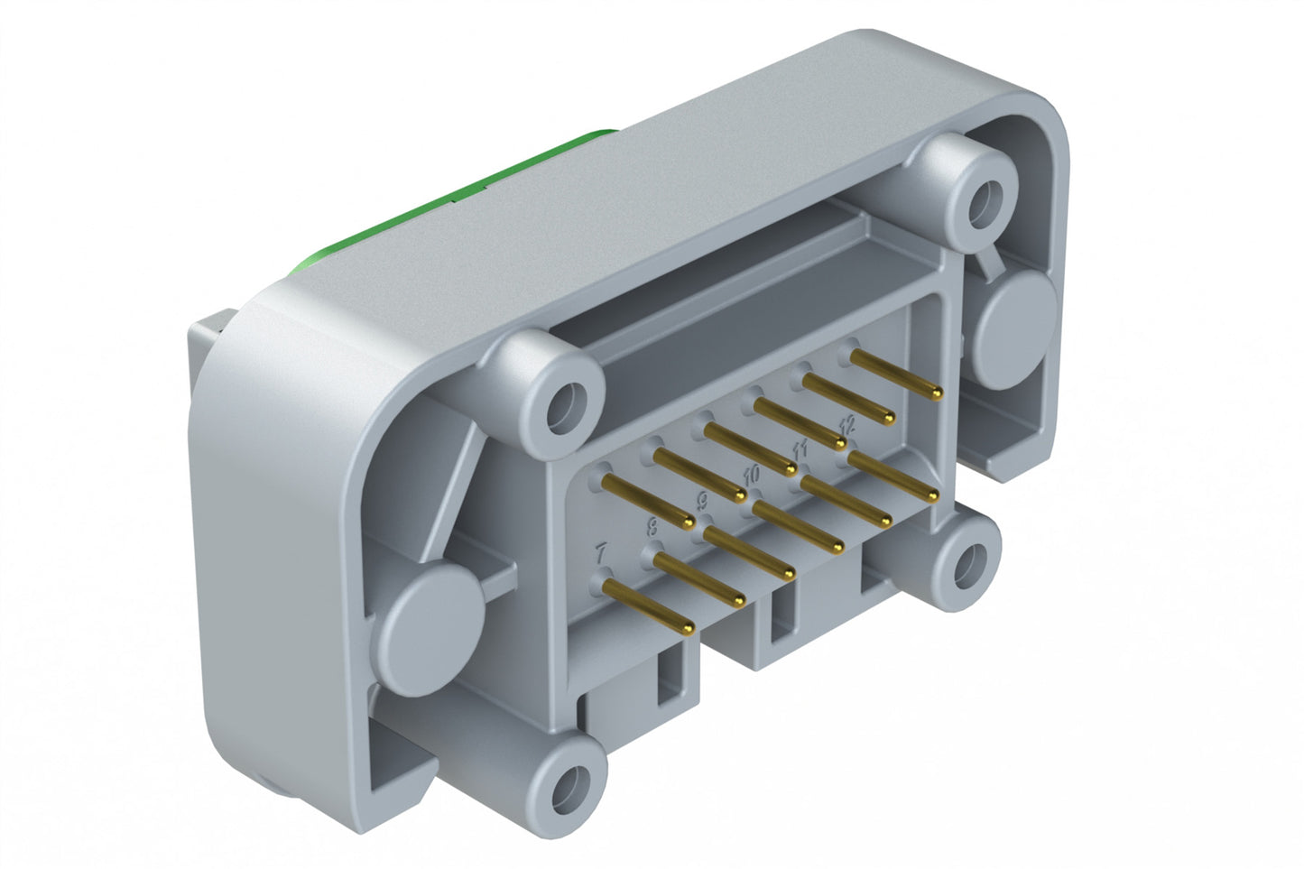 ATM15-12PC-BM01 12 Position Flange Mount PCB Receptacle, Grey, Gold Plated Contacts Included. Keyed C. DTM15-12PC-G003