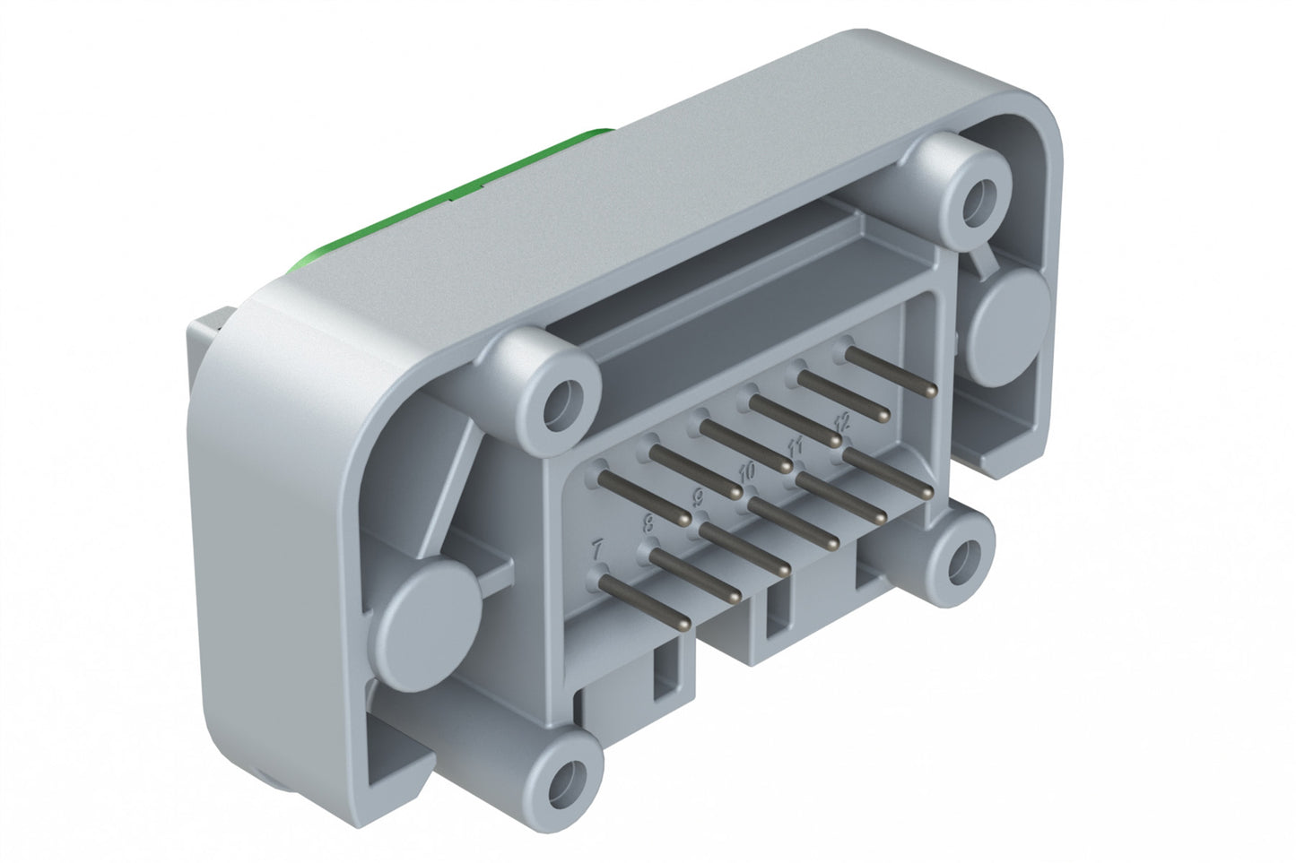 ATM15-12PC-BM03 12 Position Flange Mount PCB Receptacle, Grey, Tin Plated Contacts Included. Keyed C. DTM15-12PC