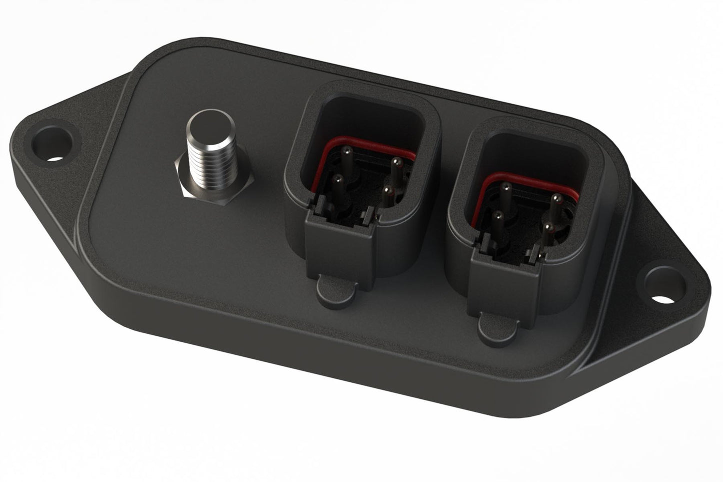 ATP04-06PBM14-X2-TS01 13 Position Power Splitter Control Module, 1 Threaded Stud and 6 Pin x 2 Device Layout, Nickel Contacts, 300A, Potted, Black