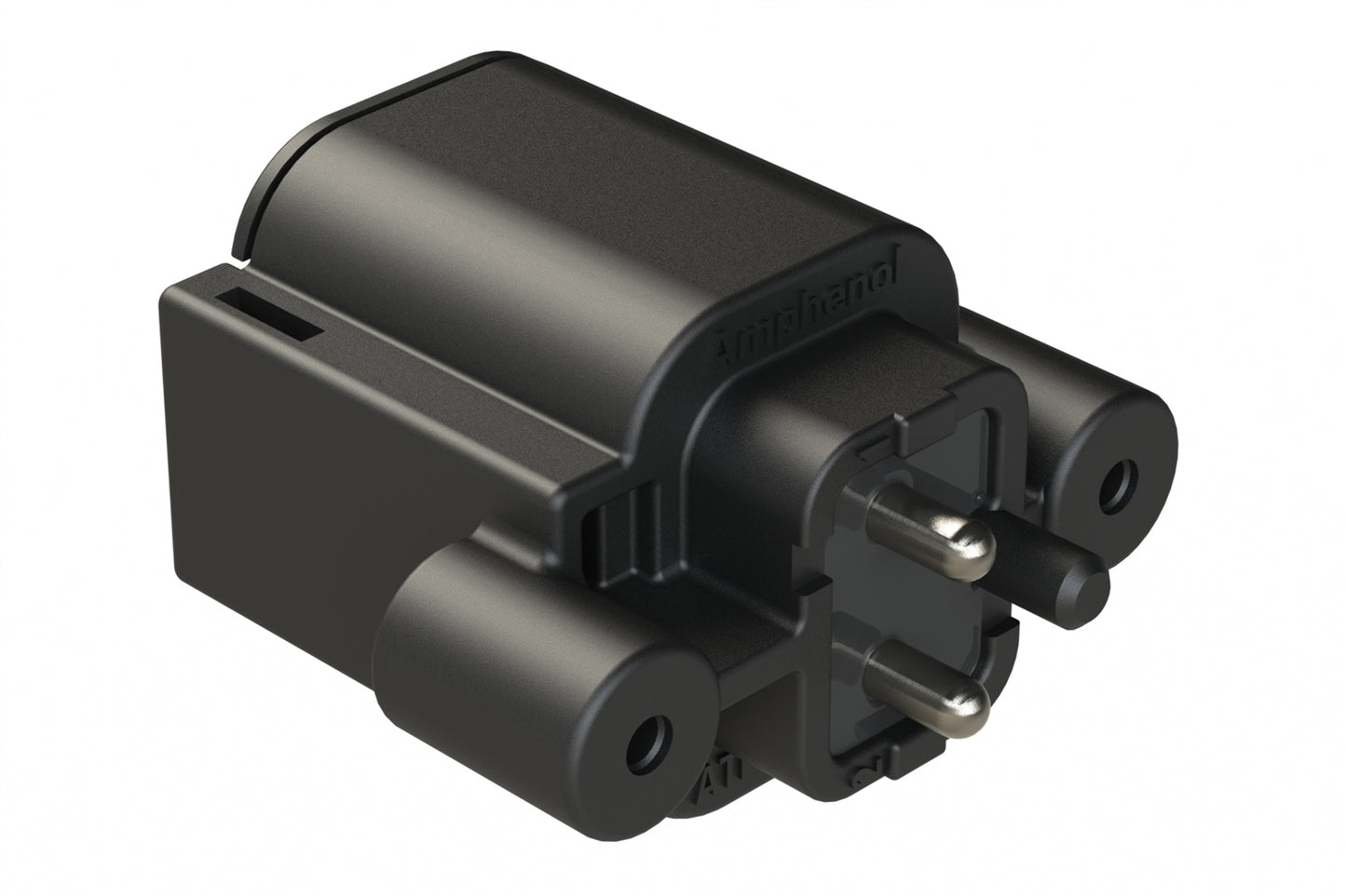 ATP04-2P-BM14 2 Position, Straight PCB Receptacle, Pin, Board Mount, Self-Threading), Tin Plated Contacts, Potting, Black