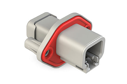 ATP04-2P-PM08GEC 2 Pin Receptacle, Screw Panel Mount, with Gasket, End Cap, Grey