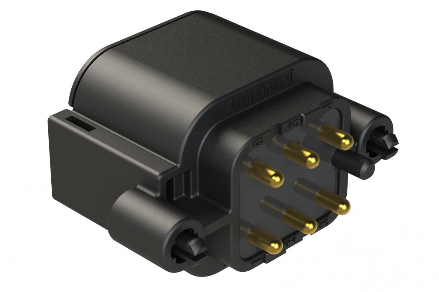 ATP04-6P-BM02 6 Position, Straight PCB Receptacle, Pin, Board Mount, Snap-Fit, Gold Contact Plated, Potting, Black