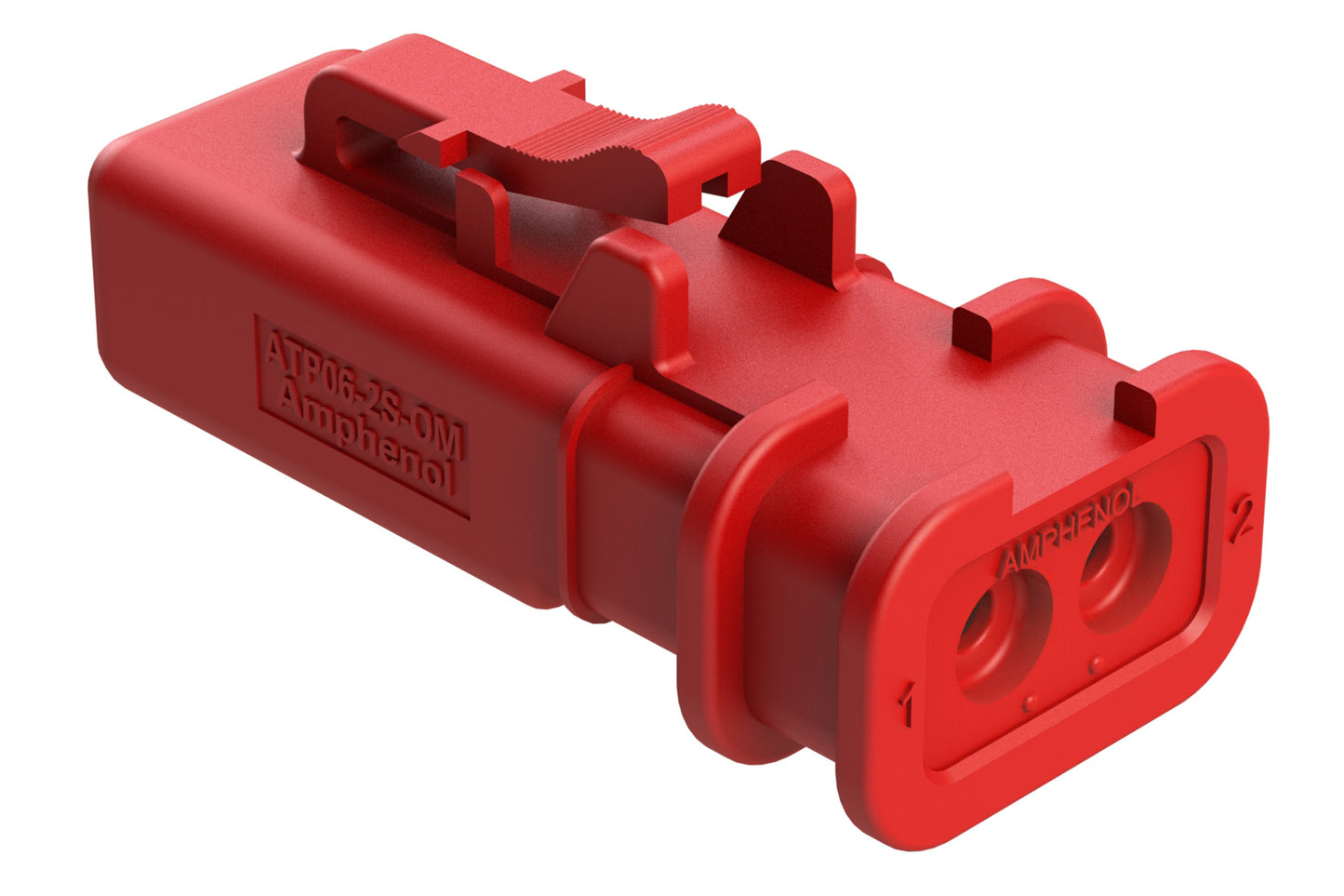 ATP06-2S-OMRED 2 Position Plug, Socket, Overmold Compatible, Standard Diameter Rear Seal, Red
