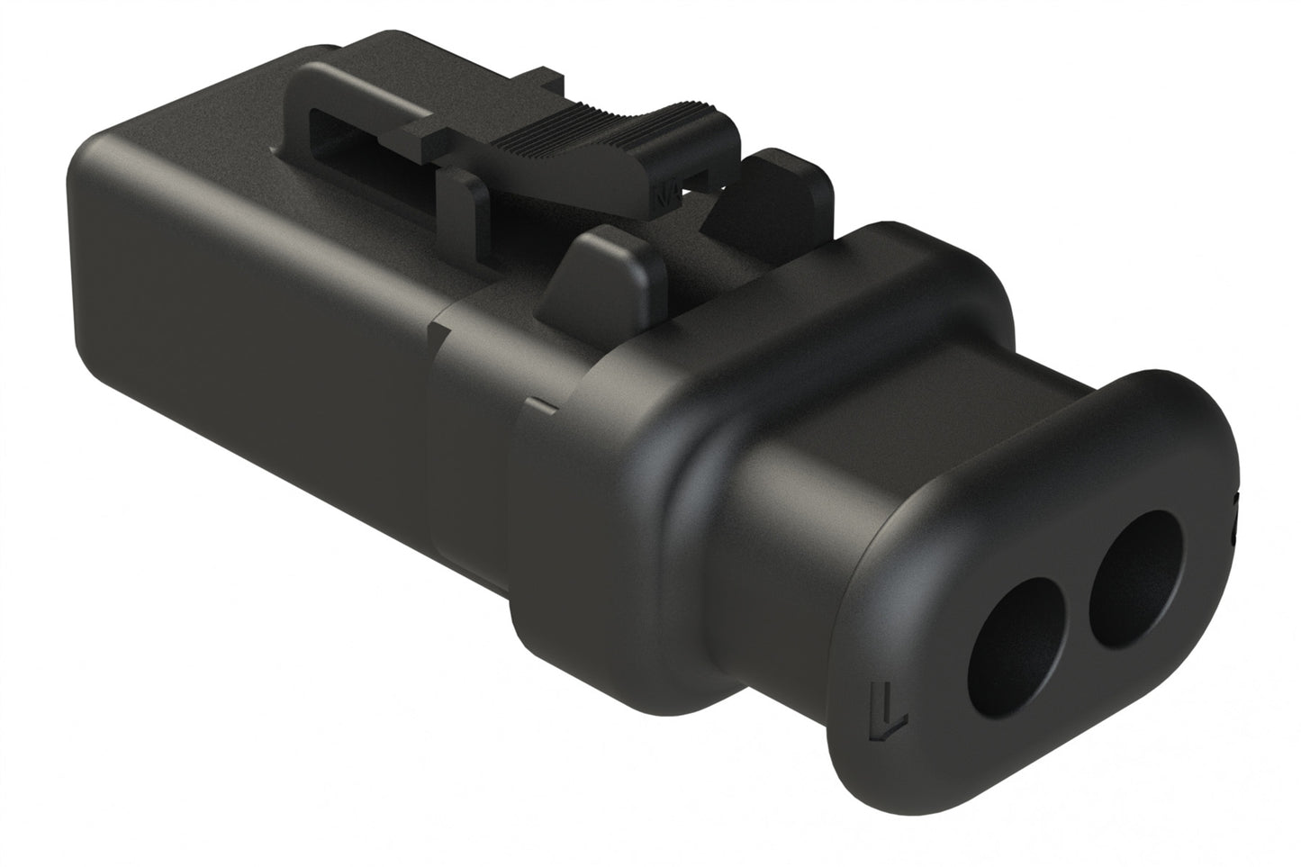 ATP06-2S-SR01BK 2 Position Plug, Socket, Strain Relief, Black Body (Requires Wedgelock AWP-2S). DTP06-2S-EE01