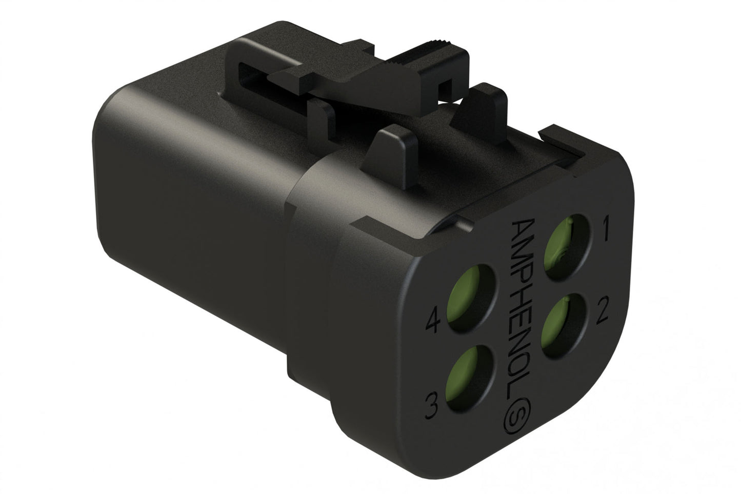 ATP06-4S-MM01BLK 4 Position Plug, Female, Reduced Diameter Seal, End Cap, Black. DTP06-4S-CE03