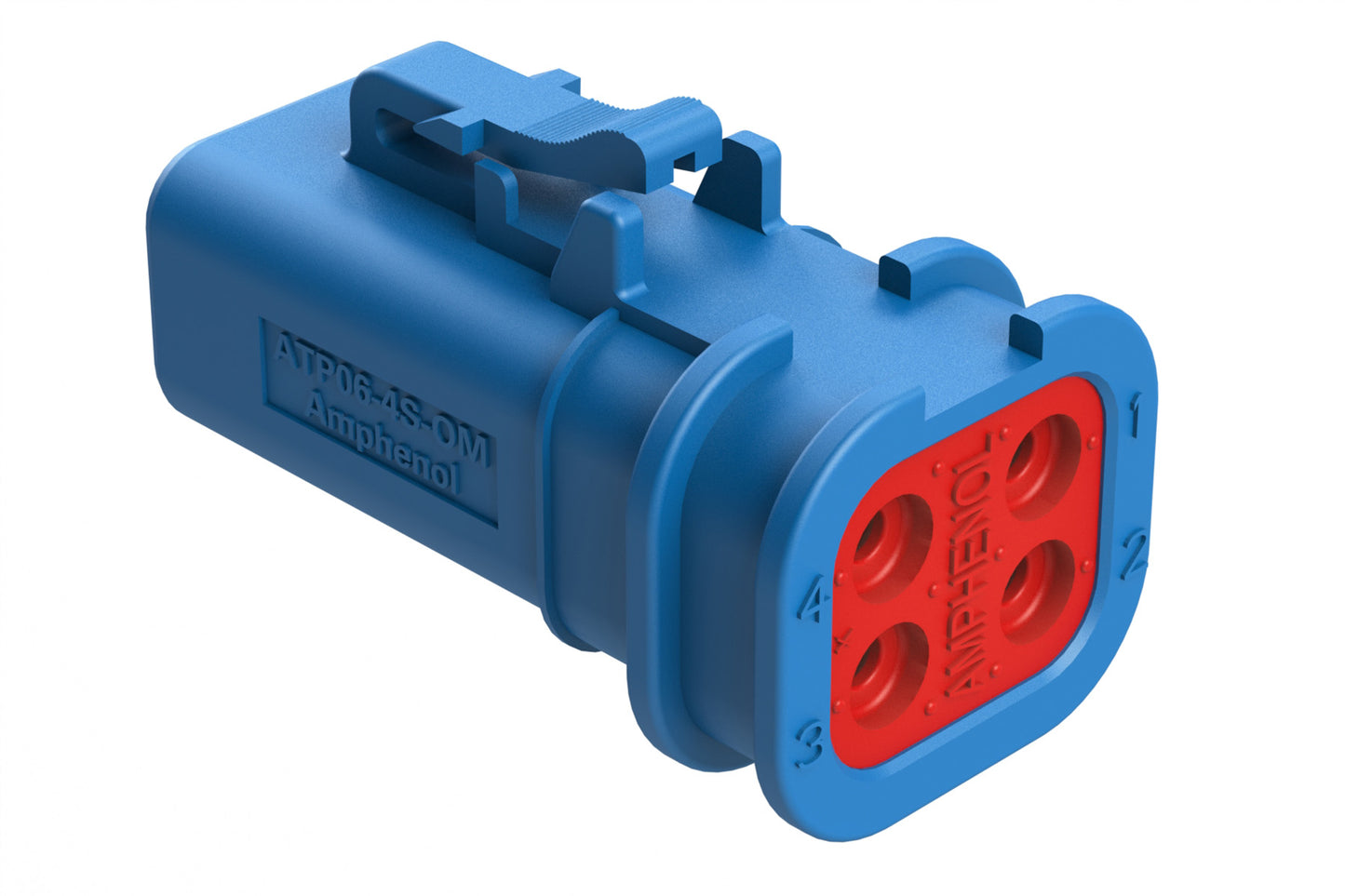 ATP06-4S-OMBLU 4 Position Plug, Socket, Overmold Compatible, Standard Diameter Rear Seal, Blue