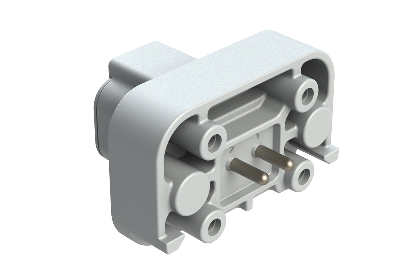 ATP15-2P-BM03GRY 2 Position Straight PCB Flange Mount Receptacle, molded tin Pins, Grey