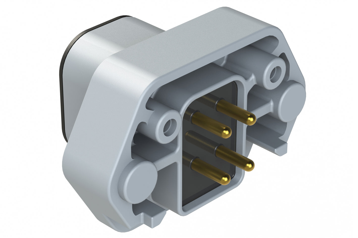 ATP15-4PA-BM02 4 Position PCB Receptacle with Flange, Pin, Gold Plated, Self-Threading, Gasket, Potted, Keyed A, Black