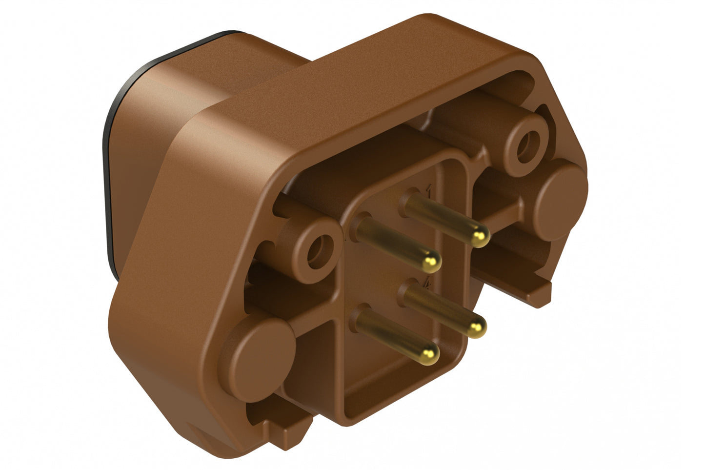 ATP15-4PD-BM01 4 Position PCB Receptacle with Flange, Pin, Gold Plated, Self-Threading, Gasket, Keyed D, Grey