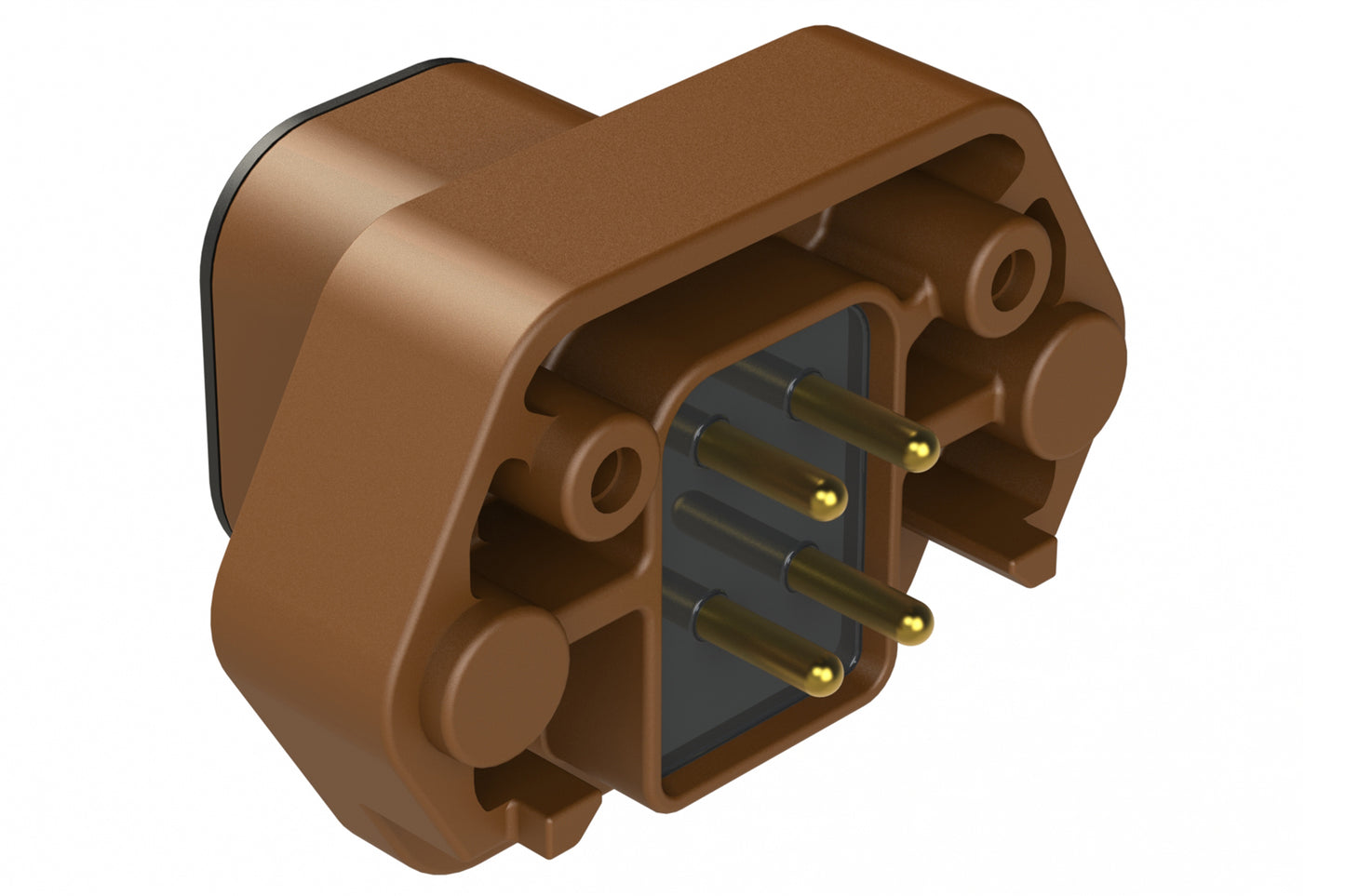 ATP15-4PD-BM02 4 Position PCB Receptacle with Flange, Pin, Gold Plated, Self-Threading, Gasket, Potted, Keyed D, Black