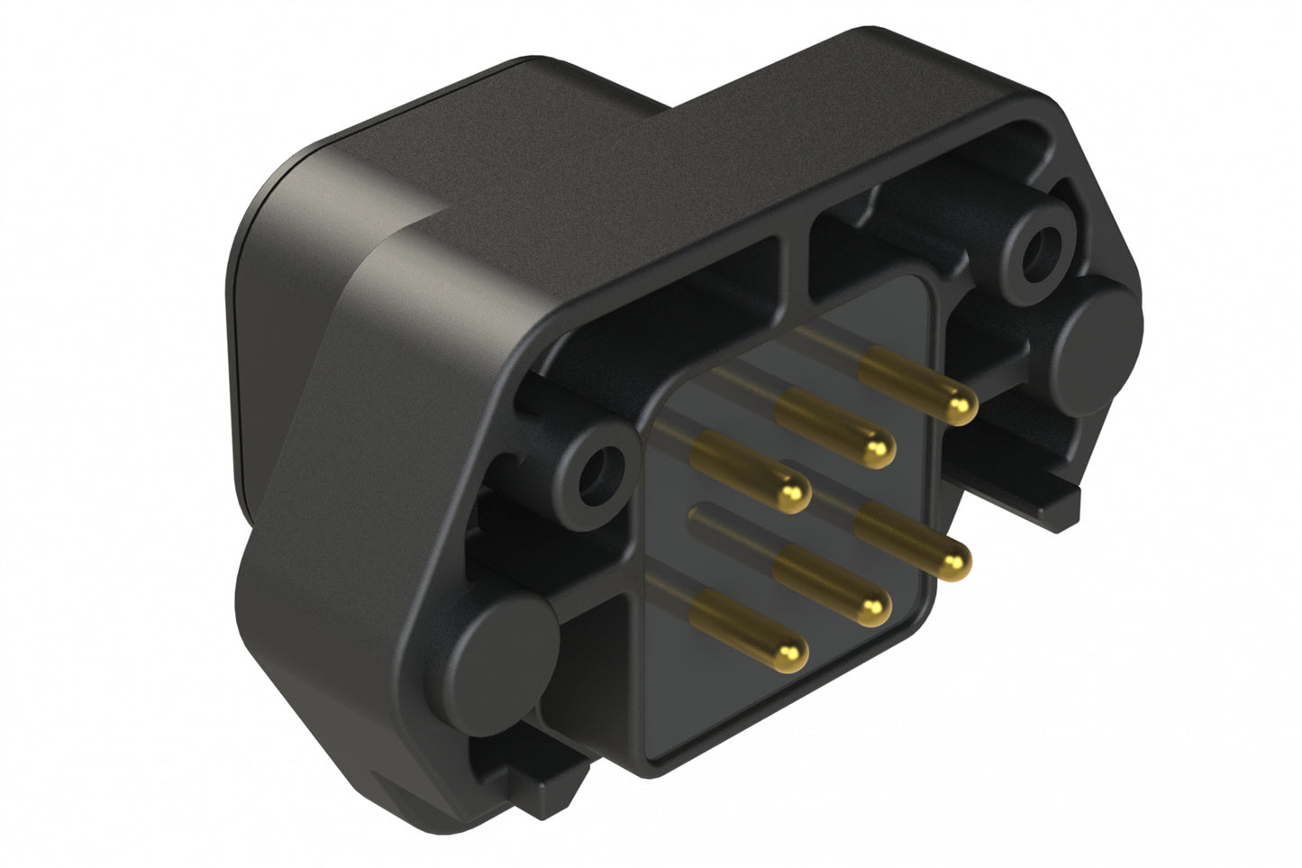 ATP15-6P-BM02BLK 6 Position PCB Flange Mount Receptacle, Pin, Gold Plated, Potting, Black
