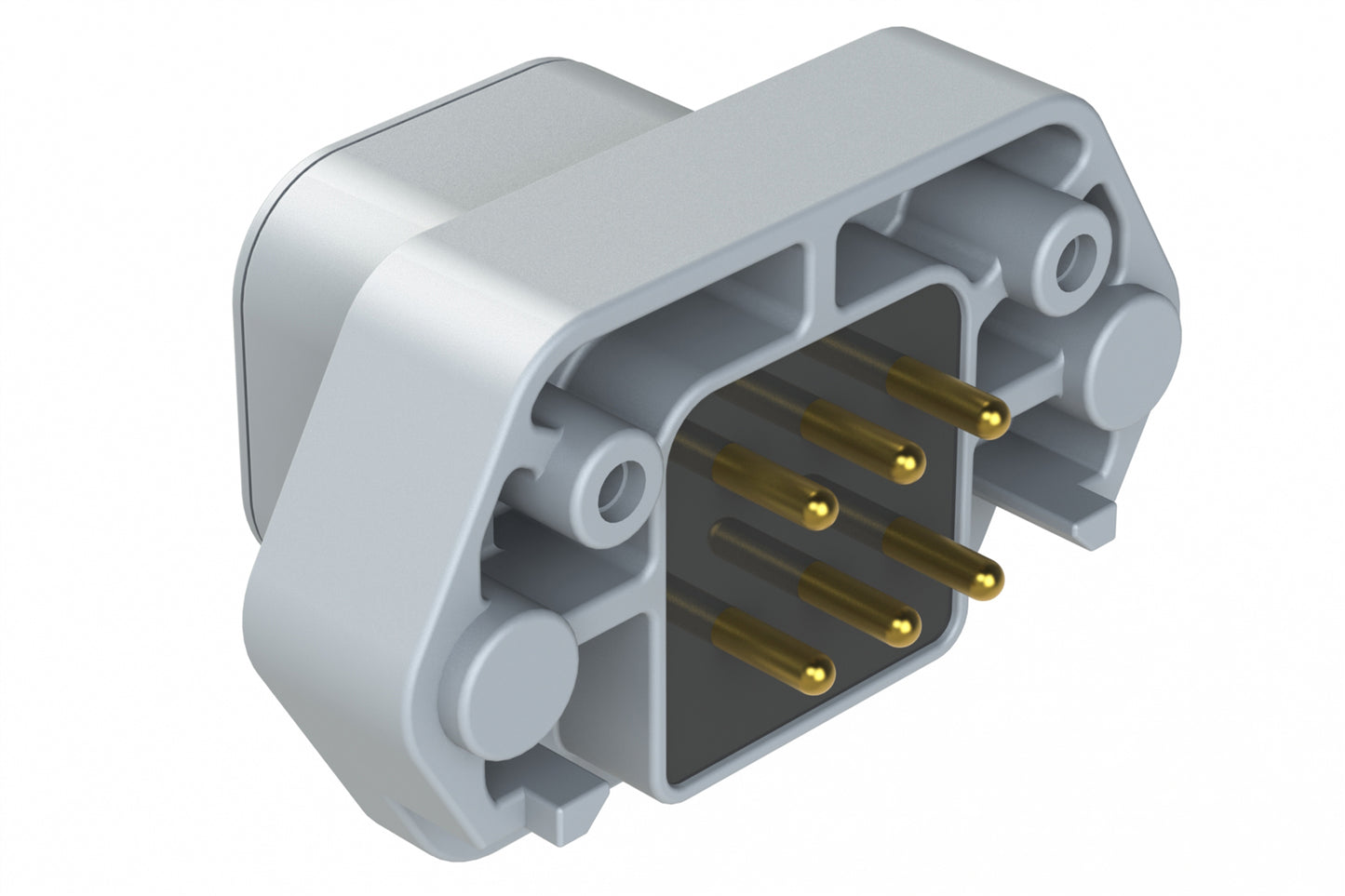 ATP15-6P-BM02GRY 6 Position PCB Flange Mount Receptacle, Pin, Gold Plated, Potting, Grey