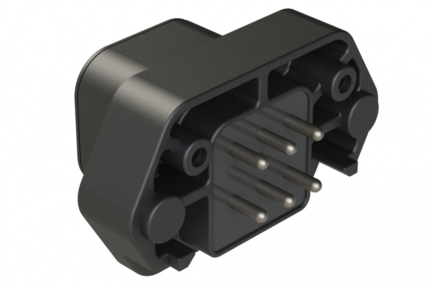 ATP15-6PB-BM04 6 Position PCB Flange Mount Receptacle, Pin, Keyed B, Tin Plating, Potting, Black
