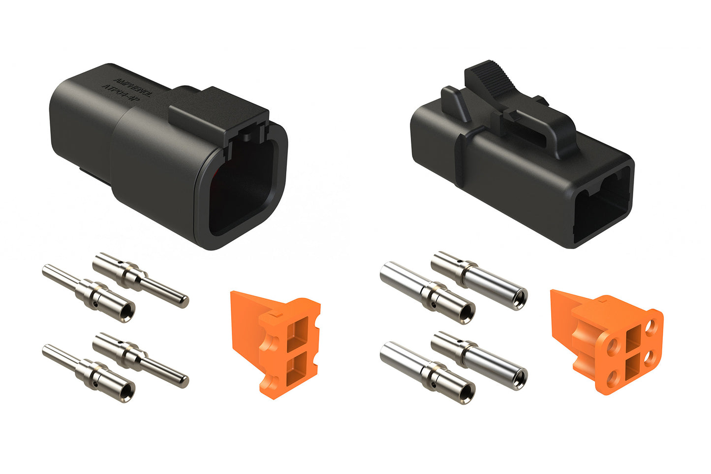 ATP4PSBLK-CKIT 4 Pin and Socket Plug, Receptacle, Wedge and Contacts Kit, Black