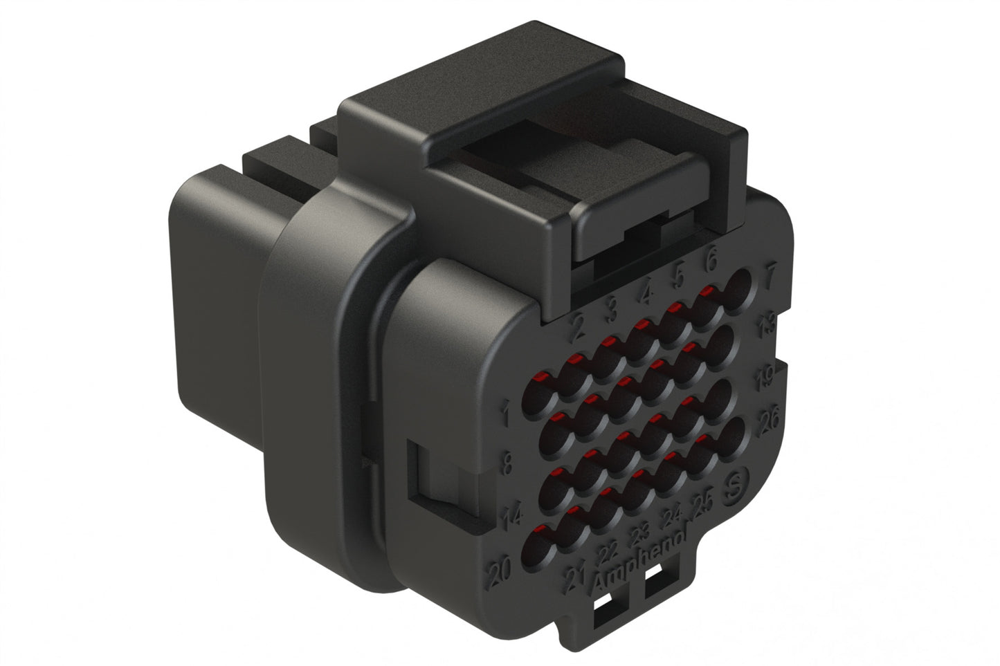 ATS06-26SC 26 Position Plug, Socket, Contact Size 20, Single Latch, Keyed C, End Cap, Black