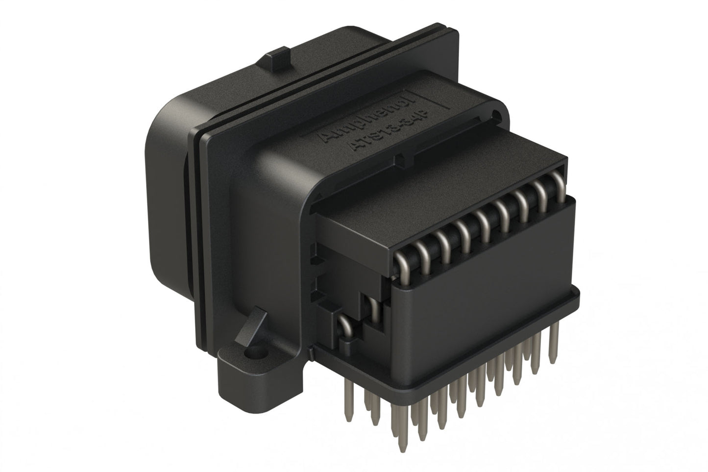 ATS13-34PA-BM285-0 34 Position 90° PCB Receptacle, Pin, Keyed A, Double Locking, Black