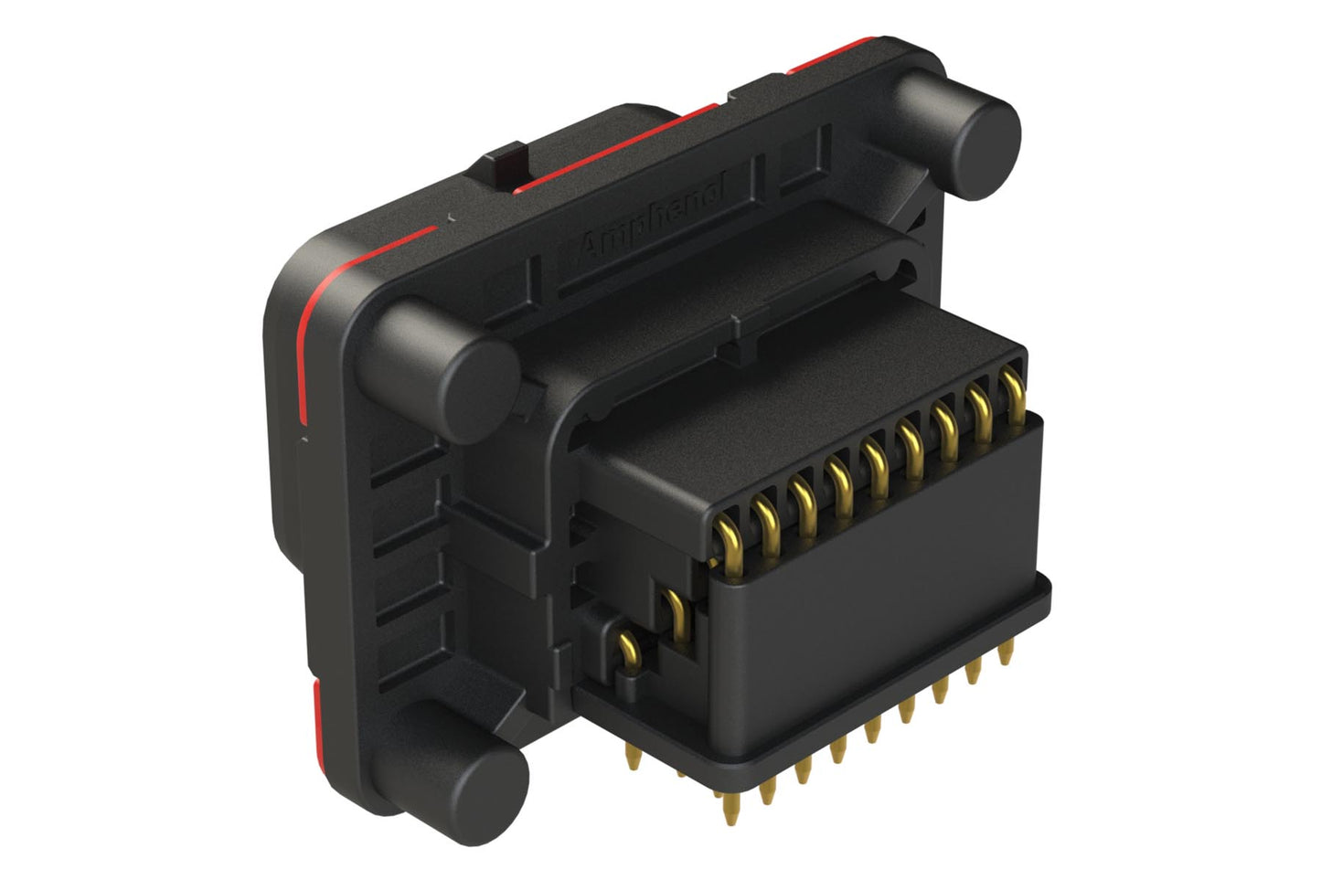 ATS13-34PA1-BM01 34 Position PCB Receptacle with Sealed Flange, Pin, Right Angle, Contact Size 20, Single Latch, Self-Threading, Keyed A, Black