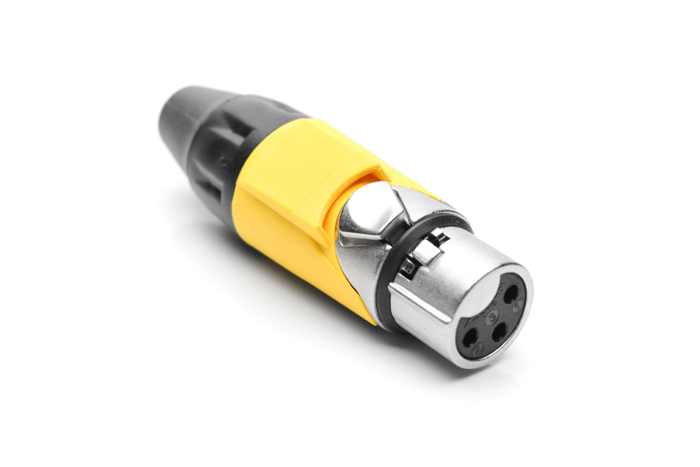 AX3F4M 3 pole Socket (Female) Plug.AX XLR Audio Cable Connector. Satin Nickel, w/ YellowMarking Sleeve