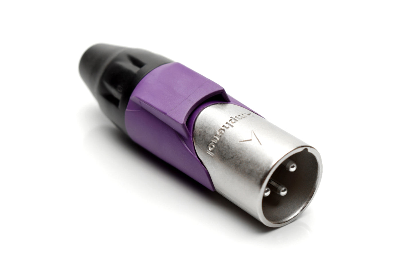 AX3M7M 3 pole Pin (Male) Plug.AX XLR Audio Cable Connector. Satin Nickel, w/ VioletMarking Sleeve