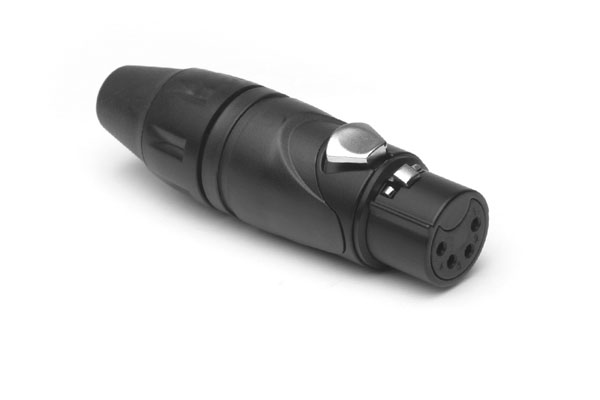 AX4FB BULK 4 Pole XLR Female Cable Connector, Black Finish, Bulk Packaging