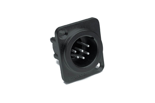 AX6AMDB 6A Pole XLRMale ChassisMount, Standard,Machined Contacts, Black Finish