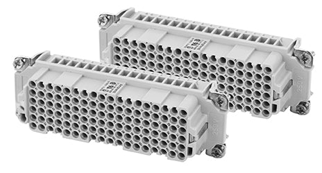 C146 10B108 005 9 216+PE Heavy duty female contact insert for stamped crimp contacts. May be engaged or disengaged when live but without electrical load. Comparable Part No. 09161083111