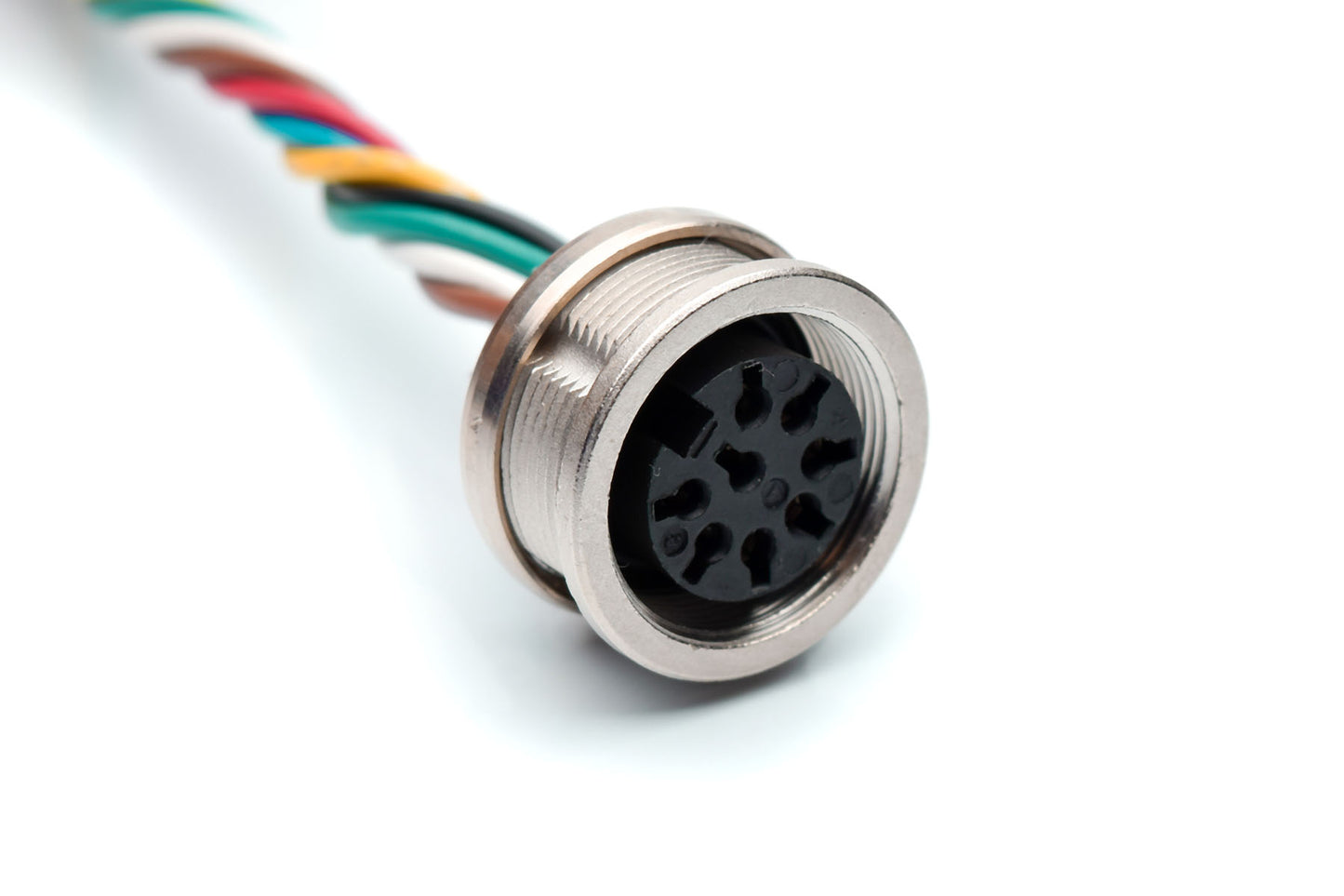 CA0911F118003 M16 8 Position Female Connectors, 22AWG, UL1569 300V, Front Mounted, 0.3 Meter