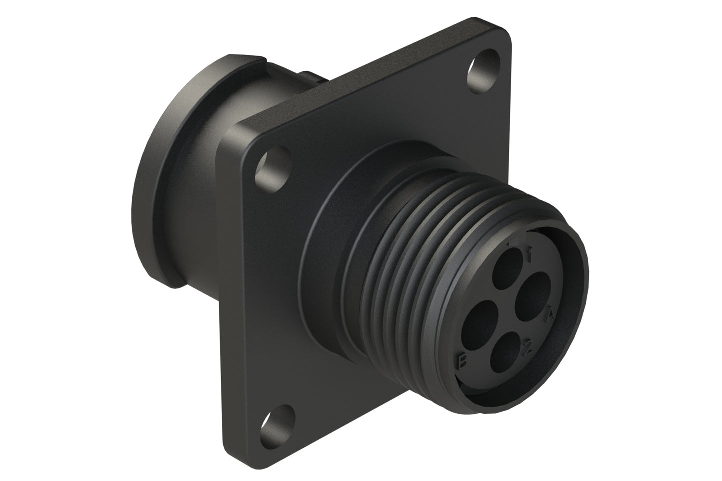 FLS010N2S03 Receptacle, Square Flange, 4 (2+2) Position, Female, Shell Size 10, Silicone Seal, Auto-Lock