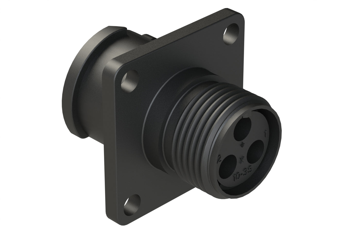 FLS010N3S03 Receptacle, Square Flange, 3 Position, Female, Shell Size 10, Silicone Seal, Auto-Lock