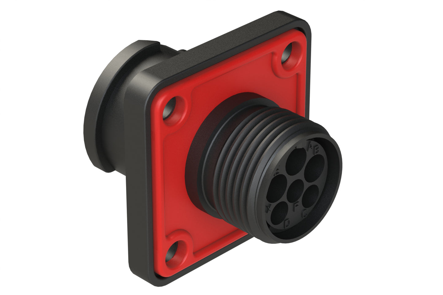 FLS010N3W3S03-PM Receptacle, Square Flange, 6 (3+3) Position, Female, Shell Size 10, Silicone Seal with Seal Gasket, Auto-Lock