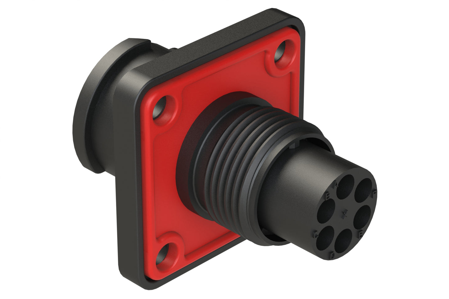 FLS010N6P03-PM Receptacle, Square Flange, 6 Position, Shell Size 10, Silicone Seal with Seal Gasket, Auto-Lock