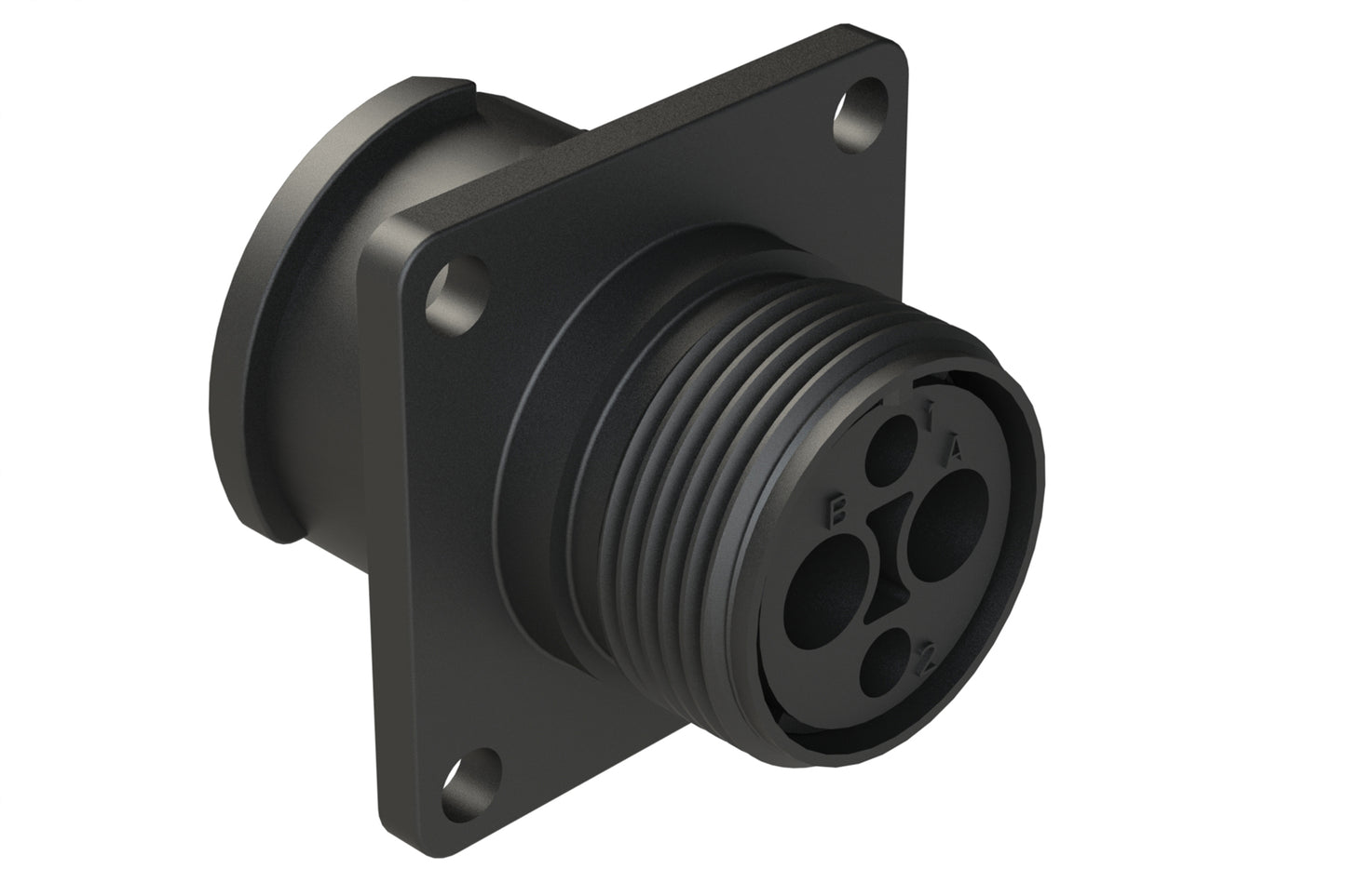 FLS012N2S03 Receptacle, Square Flange, 4 (2+2) Position, Female, Shell Size 12, Silicone Seal, Auto-Lock