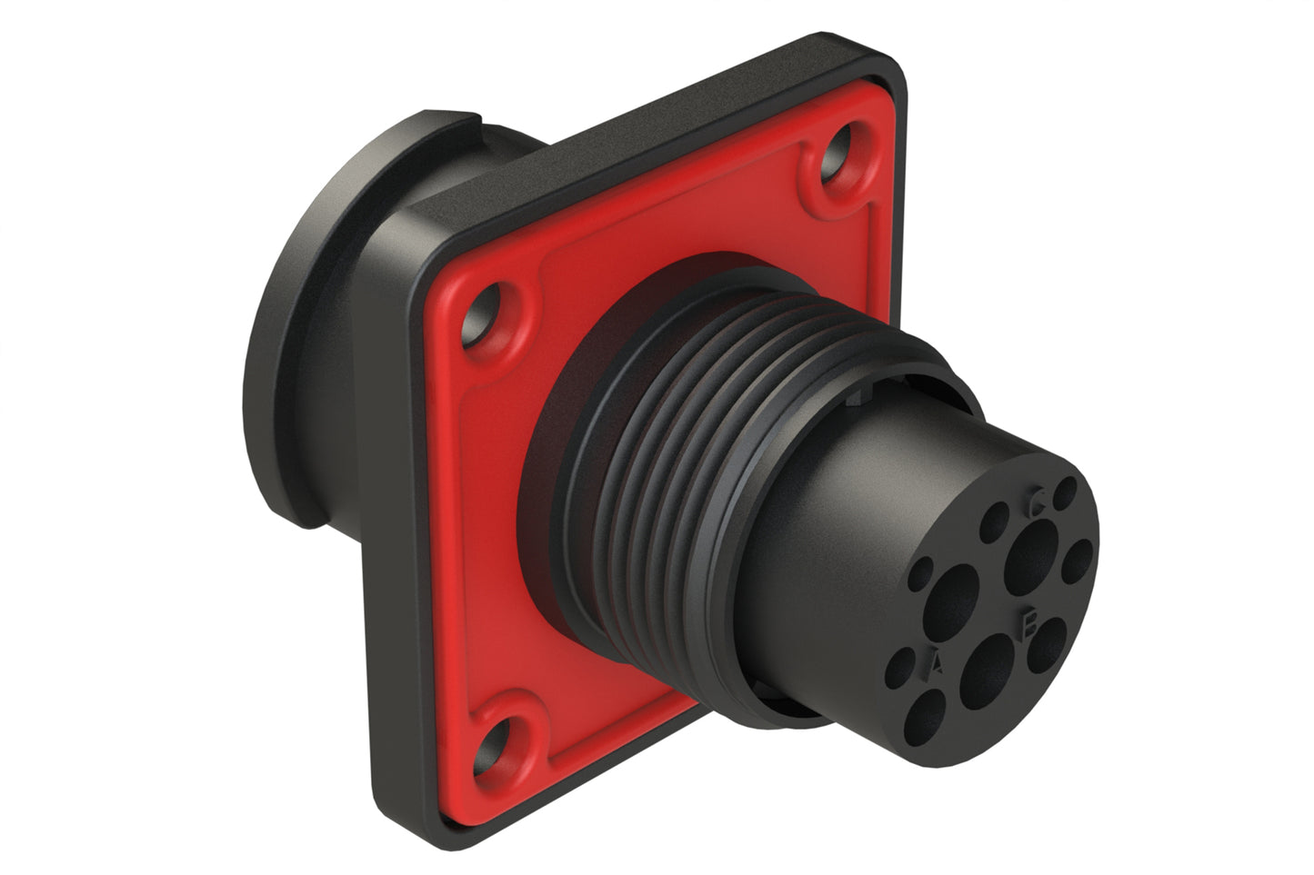 FLS012N3P03-PM Receptacle, Square Flange, 3 Position, Male, Shell Size 12, Silicone Seal with Seal Gasket, Auto-Lock