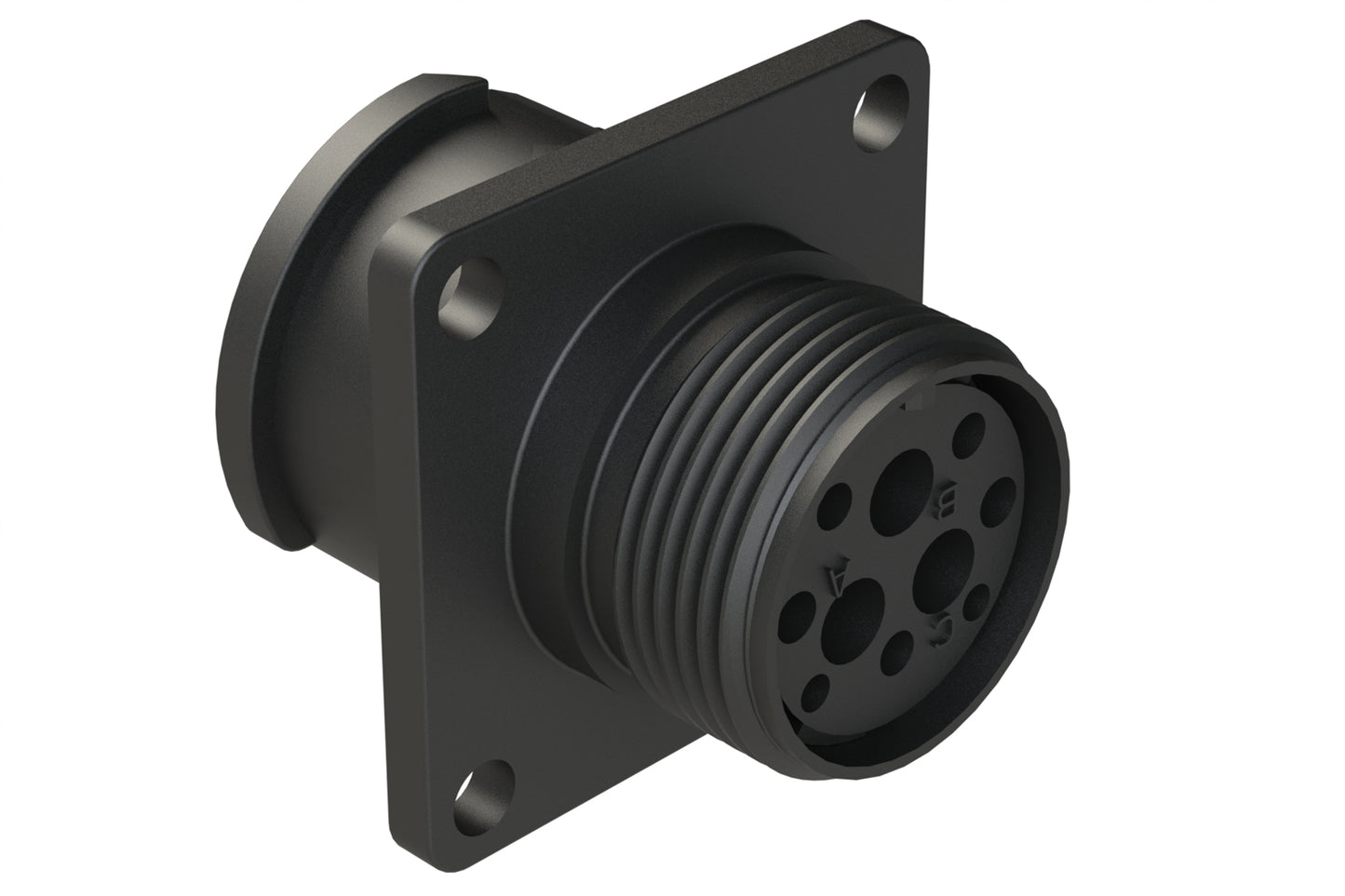 FLS012N3S03 Receptacle, Square Flange, 3 Position, Female, Shell Size 12, Silicone Seal, Auto-Lock