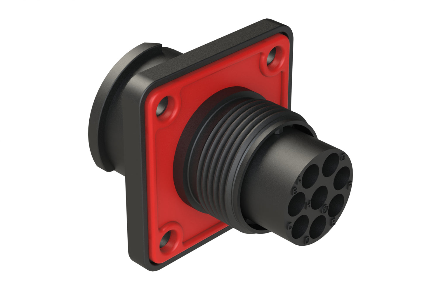 FLS012N8P03-PM Receptacle, Square Flange, 8 Position, Male, Shell Size 12, Silicone Seal with Seal Gasket, Auto-Lock