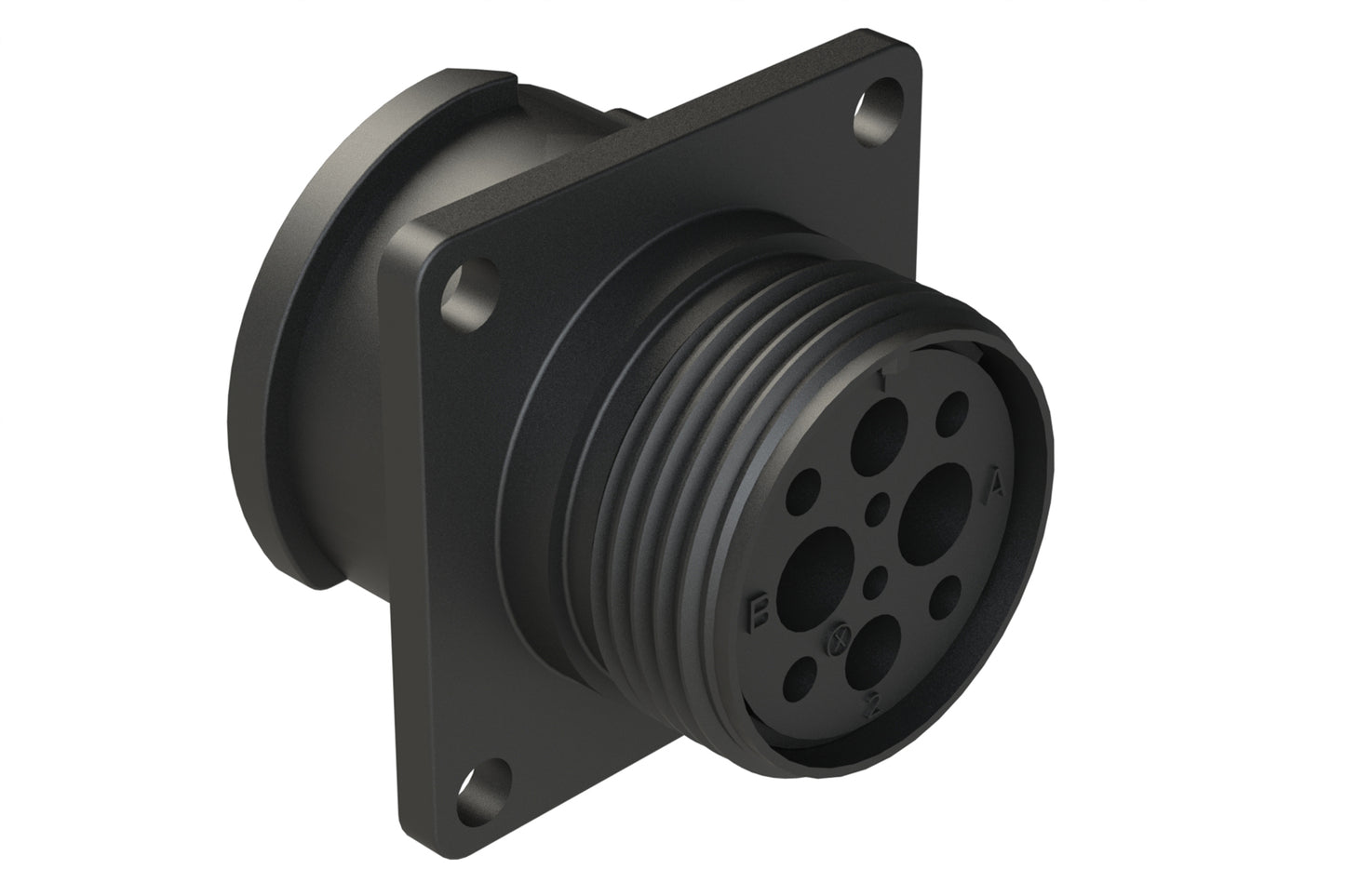 FLS014N2S03 Receptacle, Square Flange, 4 (2+2) Position, Female, Shell Size 14, Silicone Seal, Auto-Lock