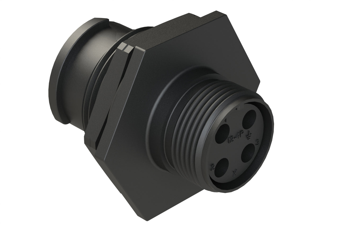 FLS712N4P03 Receptacle, Jam Nut, 4 Position, Male, Shell Size 12, Silicone Seal, Auto-Lock