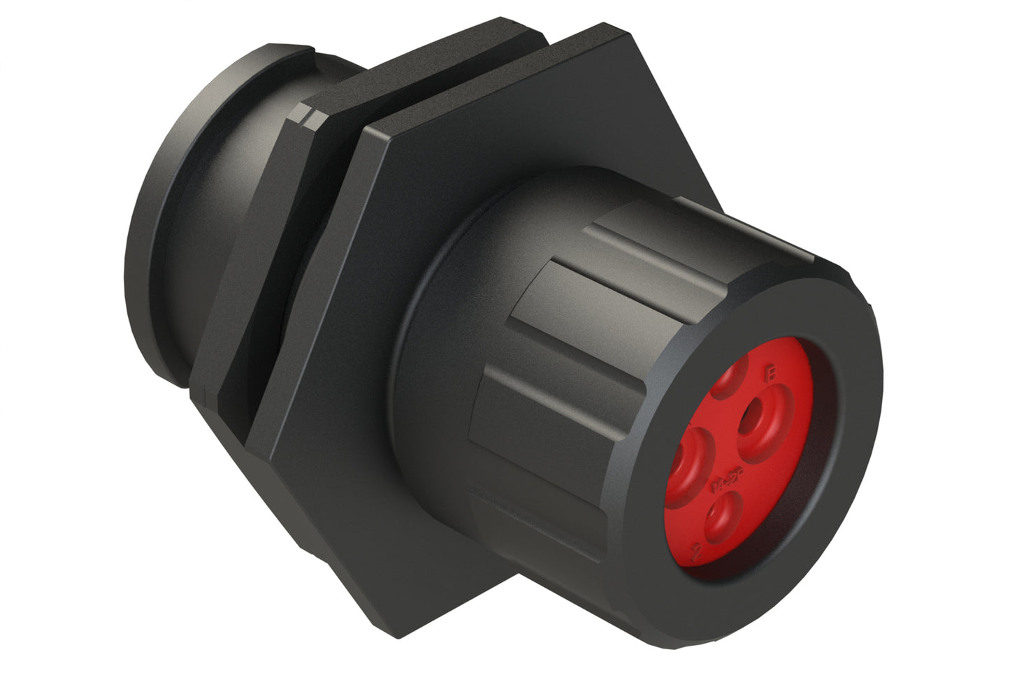 FLS714N2PHEC03 Receptacle, Jam Nut, 4 (2+2) Position, Male, Shell Size 14, Silicone Seal and End Cap with Individual Wire Sealing, Auto-Lock